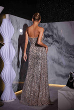 Load image into Gallery viewer, Orson Strapless Sequin Spilit Maxi Dress
