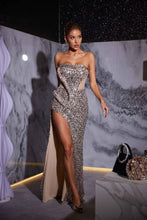 Load image into Gallery viewer, Orson Strapless Sequin Spilit Maxi Dress

