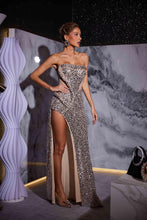 Load image into Gallery viewer, Orson Strapless Sequin Spilit Maxi Dress
