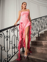 Load image into Gallery viewer, Othniel Flower Sequin Embellished Ruffle Dress In Pink

