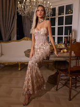 Load image into Gallery viewer, Ottis Sequin Fringe Maxi Dress In Apricot

