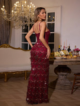 Load image into Gallery viewer, Ottis Sequin Fringe Maxi Dress In Red
