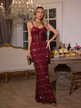 Load image into Gallery viewer, Ottis Sequin Fringe Maxi Dress In Red

