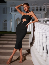 Load image into Gallery viewer, Ozzie Cutout Ruched Bandage Dress In Black
