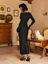 Load image into Gallery viewer, Patricia Long Sleeve Pearl Bandage Midi Dress
