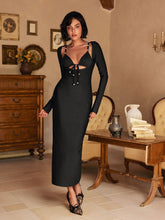 Load image into Gallery viewer, Patricia Long Sleeve Pearl Bandage Midi Dress
