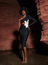 Load image into Gallery viewer, Patsy Flower Pearl Cutout Bandage Dress
