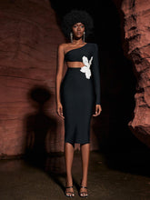 Load image into Gallery viewer, Patsy Flower Pearl Cutout Bandage Dress
