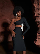 Load image into Gallery viewer, Patsy Flower Pearl Cutout Bandage Dress
