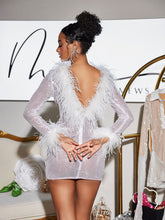 Load image into Gallery viewer, Pendleton Long Sleeve Sequin Feather Dress
