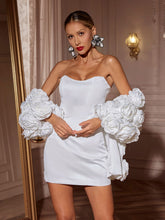 Load image into Gallery viewer, Penez Strapless Flower Mini Dress With Shrug
