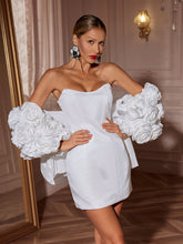 Load image into Gallery viewer, Penez Strapless Flower Mini Dress With Shrug
