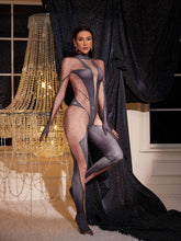 Load image into Gallery viewer, Pera Body Printed Rhinestone Gloves Jumpsuit In Grey
