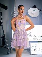 Load image into Gallery viewer, Philip Lace Up Embroidered Mini Dress
