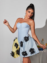 Load image into Gallery viewer, Phylo Strapless Flower Bandage Mini Dress
