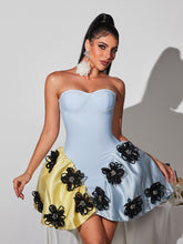 Load image into Gallery viewer, Phylo Strapless Flower Bandage Mini Dress
