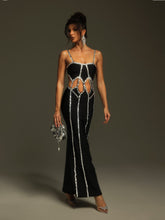 Load image into Gallery viewer, Pinedo Rhinestone Cutout Bandage Maxi Dress
