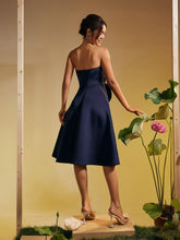 Load image into Gallery viewer, Polly Strapless Flower Ruched Midi Dress
