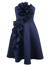 Load image into Gallery viewer, Polly Strapless Flower Ruched Midi Dress
