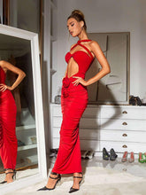 Load image into Gallery viewer, Pomeline Rose Bodycon Maxi Dress In Red
