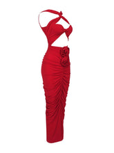 Load image into Gallery viewer, Pomeline Rose Bodycon Maxi Dress In Red
