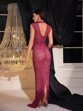 Load image into Gallery viewer, Protea Back Cutout Rhinestone Mesh Dress
