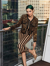Load image into Gallery viewer, Rahma Sequin Cardigan In Gold
