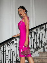 Load image into Gallery viewer, Rainey Crystal Bandage Midi Dress In Hot Pink
