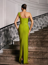 Load image into Gallery viewer, Rajiv One Shoulder Flower Bandage Maxi Dress
