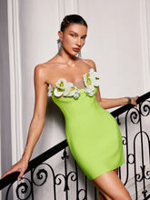 Load image into Gallery viewer, Rajiv Strapless Flower Bandage Mini Dress
