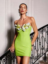 Load image into Gallery viewer, Rajiv Strapless Flower Bandage Mini Dress

