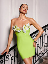 Load image into Gallery viewer, Rajiv Strapless Flower Bandage Mini Dress

