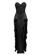Load image into Gallery viewer, Raoul Strapless Lace Tulle Maxi Dress In Black

