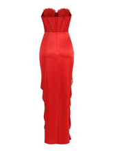 Load image into Gallery viewer, Raoul Strapless Lace Tulle Maxi Dress In Red
