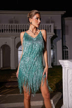 Load image into Gallery viewer, Reid Spaghetti Fringe Sequin Mini Dress
