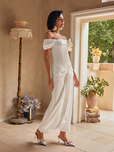 Load image into Gallery viewer, Rekha Off Shoulder Flower Draped Maxi Dress
