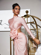 Load image into Gallery viewer, Renwick Long Sleeve Flower Cutout Maxi Dress In Pink
