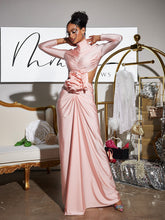 Load image into Gallery viewer, Renwick Long Sleeve Flower Cutout Maxi Dress In Pink
