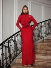 Load image into Gallery viewer, Renwick Long Sleeve Glitter Flower Cutout Dress
