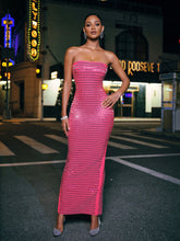 Load image into Gallery viewer, Ridley Rhinestone Maxi Dress In Hot Pink

