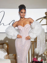 Load image into Gallery viewer, Roanya Strapless Rhinestone Corset Maxi Dress
