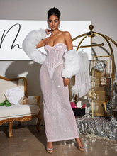 Load image into Gallery viewer, Roanya Strapless Rhinestone Corset Maxi Dress
