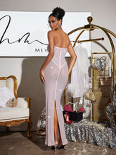 Load image into Gallery viewer, Roanya Strapless Rhinestone Corset Maxi Dress
