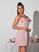 Load image into Gallery viewer, Ronja Spaghetti Flower Mini Dress In Pink
