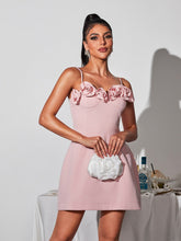 Load image into Gallery viewer, Ronja Spaghetti Flower Mini Dress In Pink
