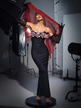 Load image into Gallery viewer, Rosanna Strapless Flower Corset Bandage Dress With Gloves
