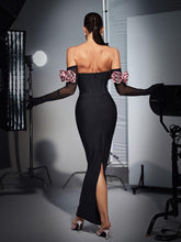 Load image into Gallery viewer, Rosanna Strapless Flower Corset Bandage Dress With Gloves

