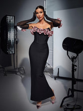 Load image into Gallery viewer, Rosanna Strapless Flower Corset Bandage Dress With Gloves
