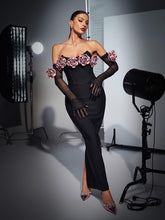 Load image into Gallery viewer, Rosanna Strapless Flower Corset Bandage Dress With Gloves
