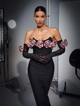 Load image into Gallery viewer, Rosanna Strapless Flower Corset Bandage Dress With Gloves

